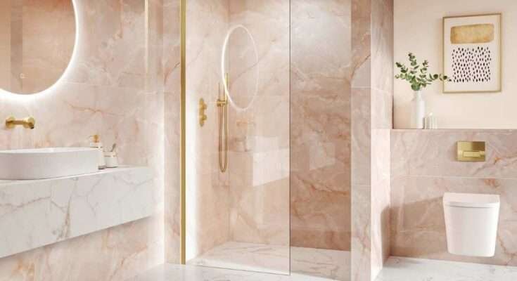 Peach Tile Bathroom Ideas